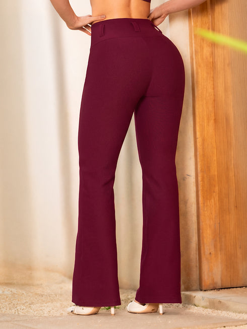 Pantalón de Vestir Moldeador Flare Vino para Mujer | Ref. X60910