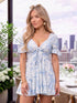 Vestido Corto Floral de Chalís Azul para Mujer | Ropa Colombiana | Ref. X60846