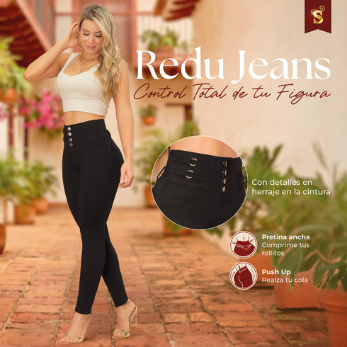 Redu Jeans Skinny Moldeador Negro Colombiano para Mujer – Ref. J60587