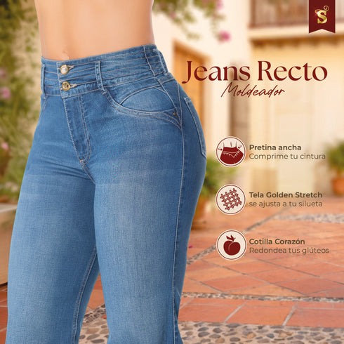 Jeans Colombiano Recto Tiro Alto para Mujer – Ref. J60546