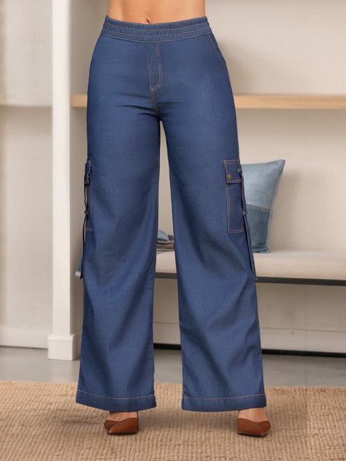 Jeans Cargo Colombiano en Chambray para Mujer – Ref. J60423