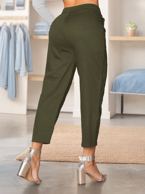 Pantalón Cargo Tobillero Verde Militar para Mujer – Ref. P69003