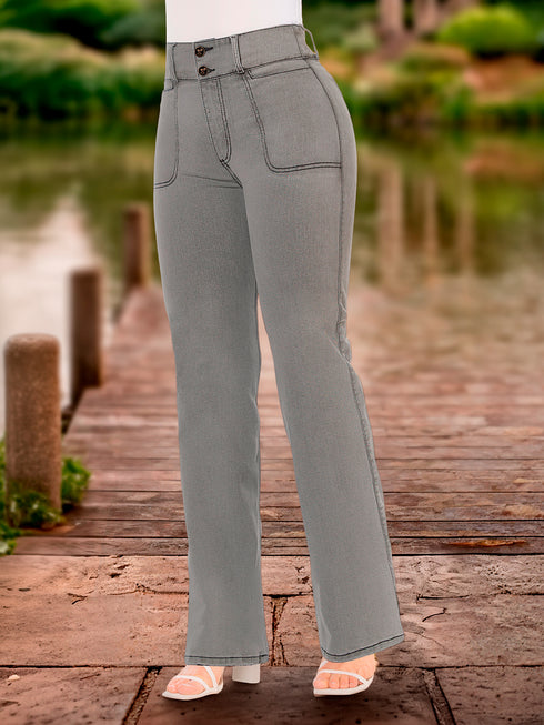 Jeans Recto Cargo Gris Colombiano para Mujer – Ref. J60549