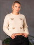 Suéter Crop Bordado Mariposas Beige para Mujer – Ref. B34BM