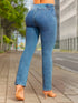 Jean Semi Recto Bolsillo Curvo Azul Medio Colombiano para Mujer – Ref. J60487