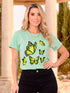 Camiseta Oversize Estampado Mariposas Aguamarina para Mujer – Ref. X61003