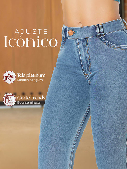 Jean Bota Semirrecta Push Up Azul Claro para Mujer – Ref. J69219