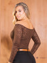 Body de Encaje Off Shoulder Café para Mujer – Ref. B3692C