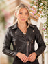 Chaqueta Biker Efecto Cuero Negra para Mujer – Ref. X60902