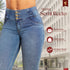 Jean Semi Recto Bolsillo Curvo Azul Medio Colombiano para Mujer – Ref. J60487
