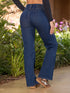 Jean Recto Push Up Azul Oscuro con Pretina Trenzada para Mujer – Ref. J60566