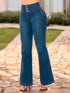 Jean Recto Moldeador Azul Medio con faja camel Colombiano para Mujer – Ref. J69201