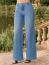 Jeans Wide Leg Colombiano en Chambray Azul Claro para Mujer – Ref. J60601