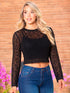 Blusa Crop Tejida Crochet Negra para Mujer – Ref. B3694C