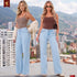 Jean Wide Leg Bolsillo Cremallera Azul Claro Colombiano para Mujer – Ref. J69208
