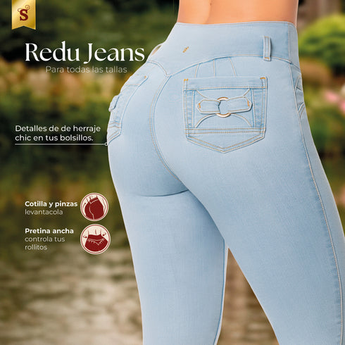 Redu Jeans Skinny Levantacola Colombiano Azul Claro para Mujer – Ref. J60590