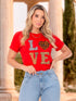 Camiseta Oversize Estampado Love Roja para Mujer – Ref. X61004