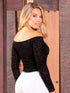 Body de Encaje Off Shoulder Negro para Mujer – Ref. B3692N