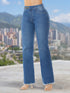 Jean Recto Bota Desflecada Azul Medio Colombiano para Mujer – Ref. J60367