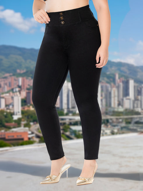 Redu Jean Talla Plus Negro Colombiano para Mujer – Ref. J60483