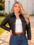 Jacket Crop Efecto Cuero Colombiana para Mujer – Ref. X60907
