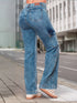Jean Cargo Bota Recta con Cierre Azul Medio Colombiano para Mujer – Ref. J60440