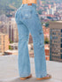 Jean Cargo Doble Bolsillo Desgastado Azul Claro Colombiano para Mujer – Ref. J60420