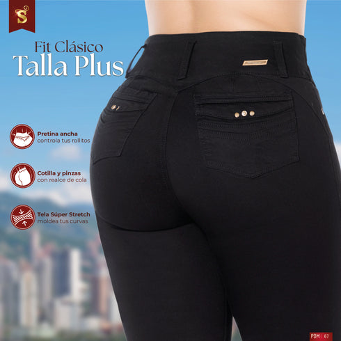 Redu Jean Talla Plus Negro Colombiano para Mujer – Ref. J60483