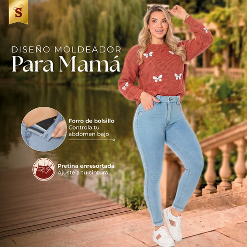 Skinny Jeans Moldeador Colombiano Azul Claro para Mujer – Ref. J60555