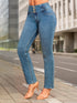 Jean Semi Recto Bolsillo Curvo Azul Medio Colombiano para Mujer – Ref. J60487