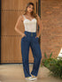 Jean Wide Leg Chambray Azul Oscuro con Pretina Elástica para Mujer – Ref. J69210