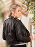 Chaqueta Biker Efecto Cuero Negra para Mujer – Ref. X60902