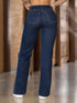 Jean Recto Casual Chic Azul Oscuro con Franja Lateral para Mujer – Ref. J60436