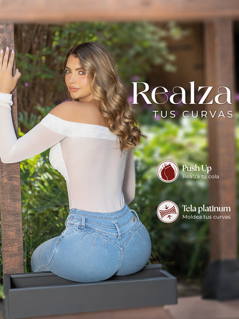 Redu Jean Skinny Push Up Azul Claro para Mujer – Ref. J60543