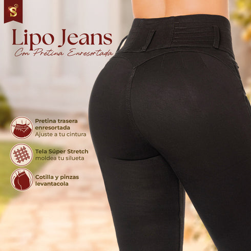 Lipo Jeans Escultor Skinny Negro Colombiano para Mujer – Ref. J60323